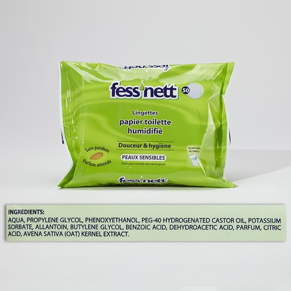 Lingettes de papier toilette humidifié peaux normales, Fess'Nett